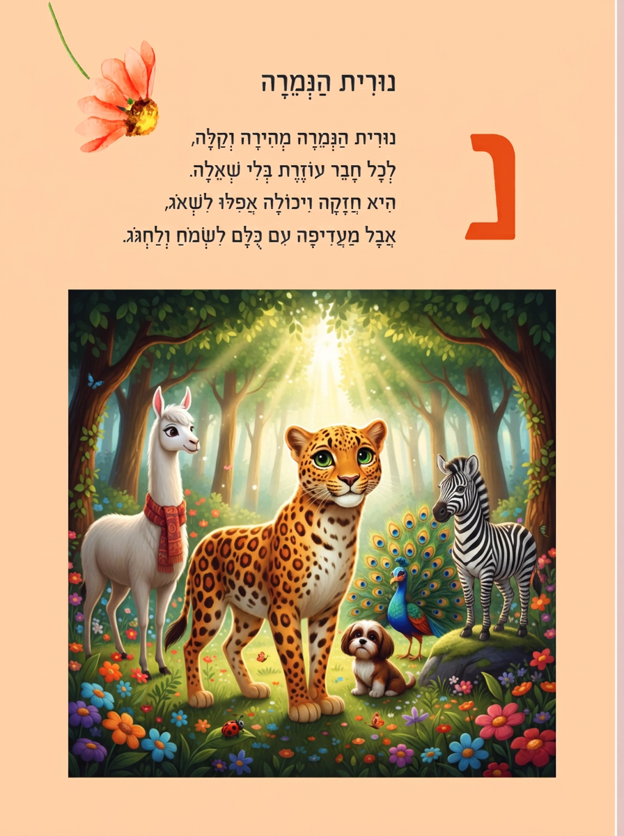נורית הנמרה - האות נ', עמוד אמיתי מתוך הספר