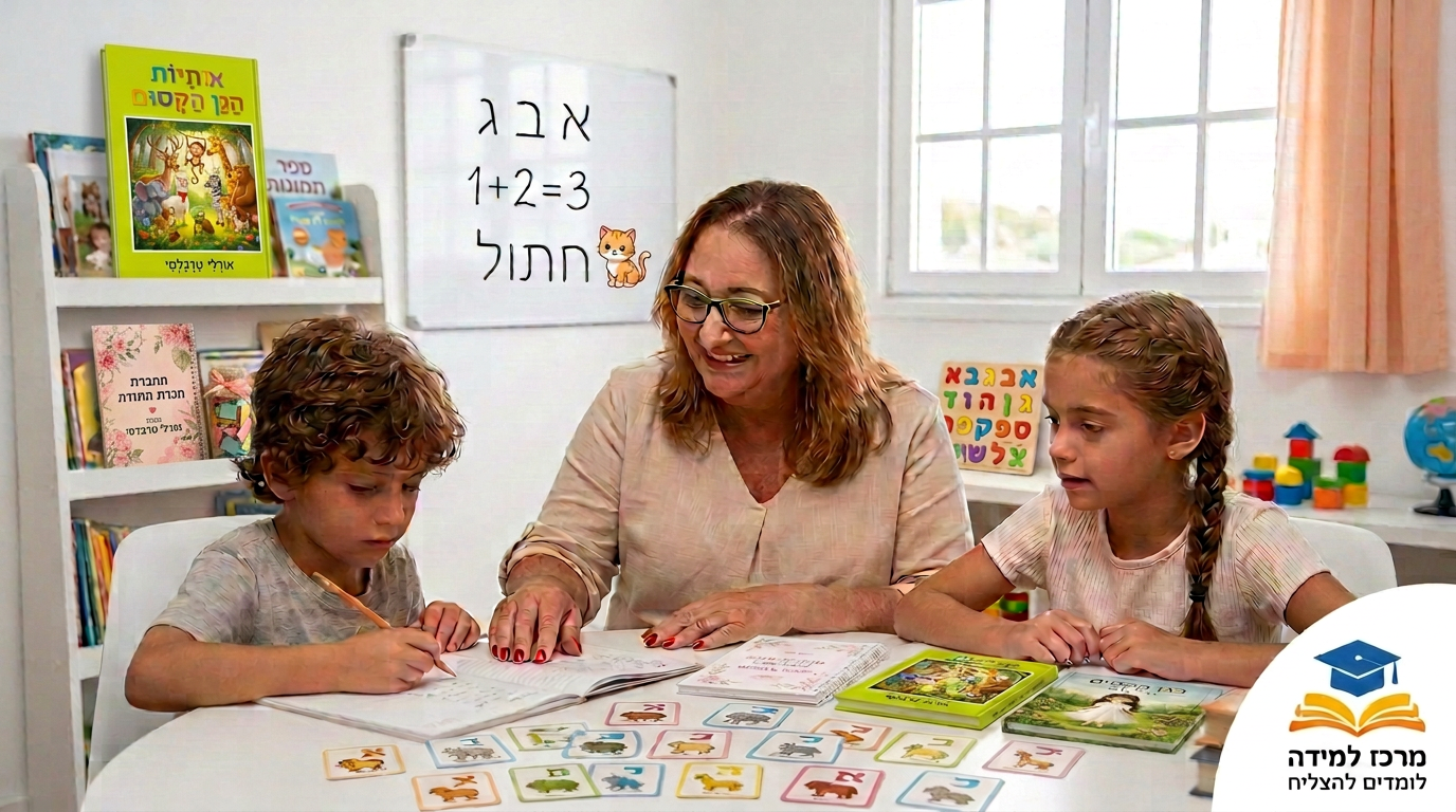 אורלי טרבלסי מלמדת תלמידים במרכז הלמידה בנהריה